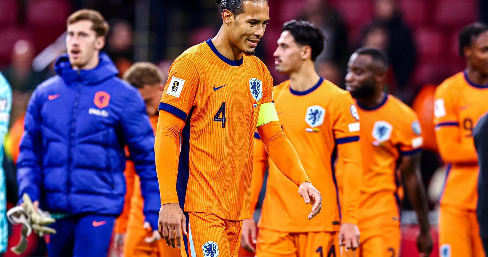 Netherlands team leaving the pitch after match