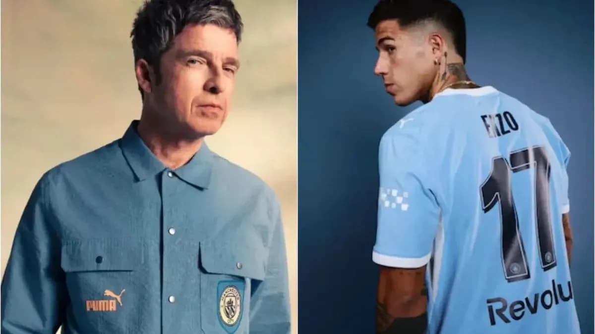 Two men, one in a blue shirt, one in a jersey