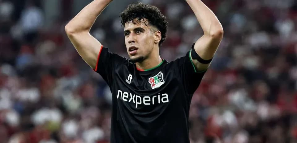 NEC Nijmegen player reacting during match