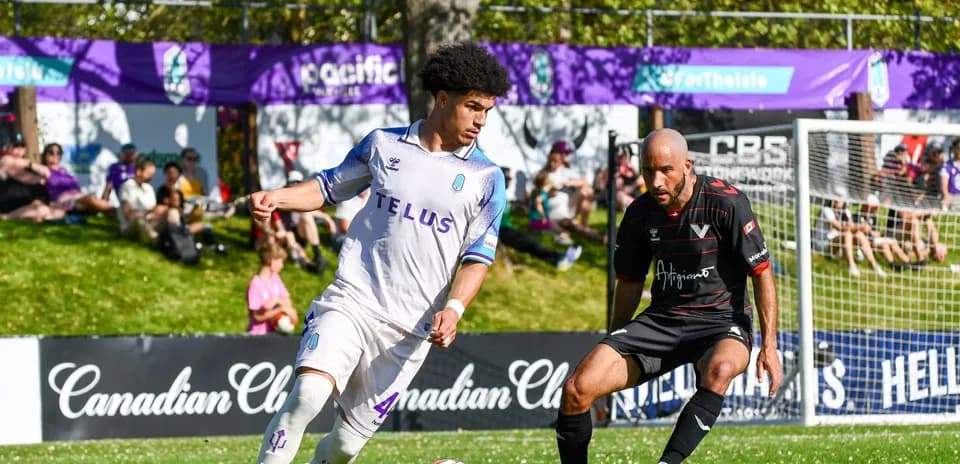 Pacific FC player dribbling against Vancouver FC