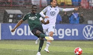Player kicking ball during York United match