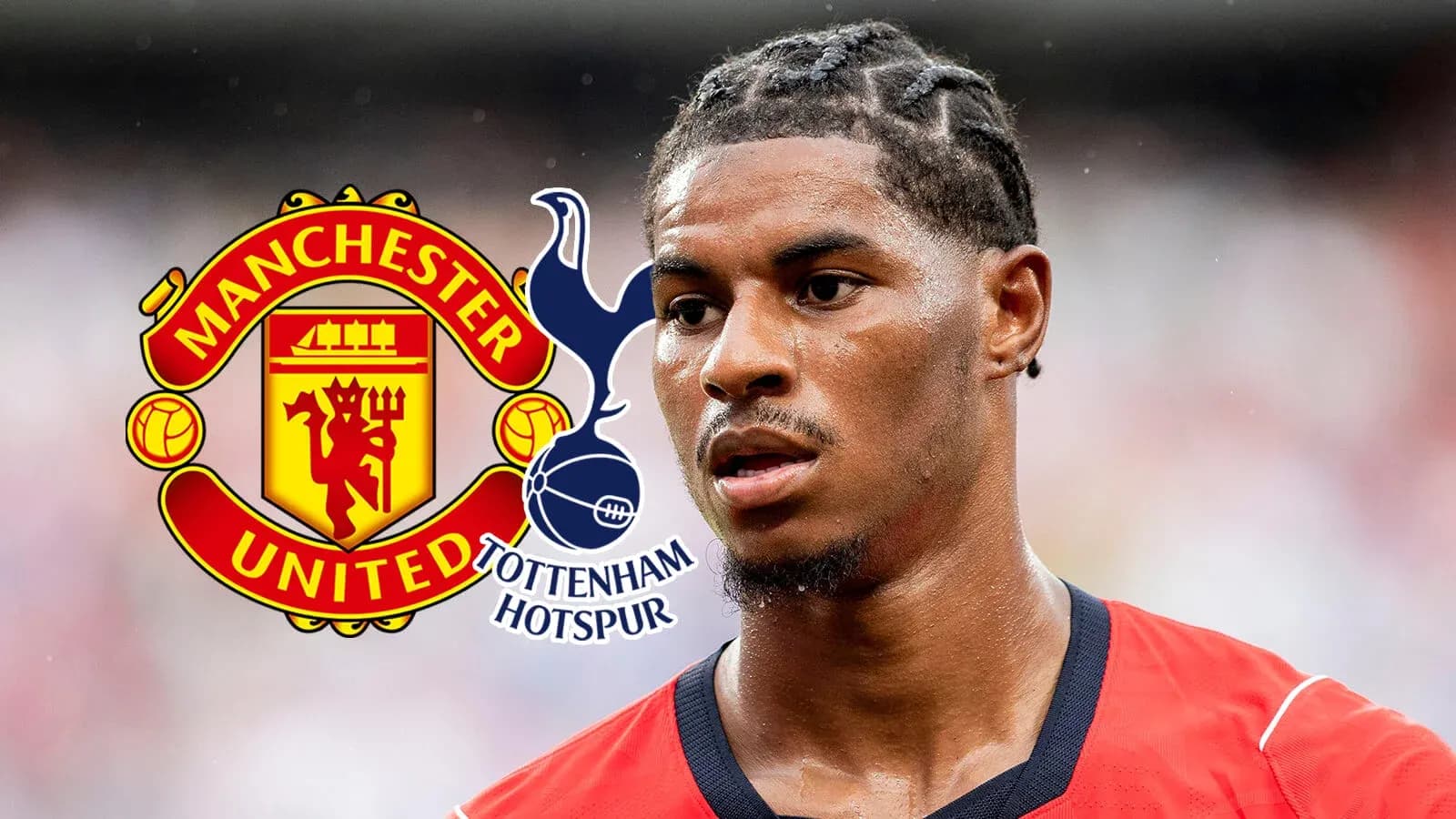 Player in Manchester United jersey with club logos