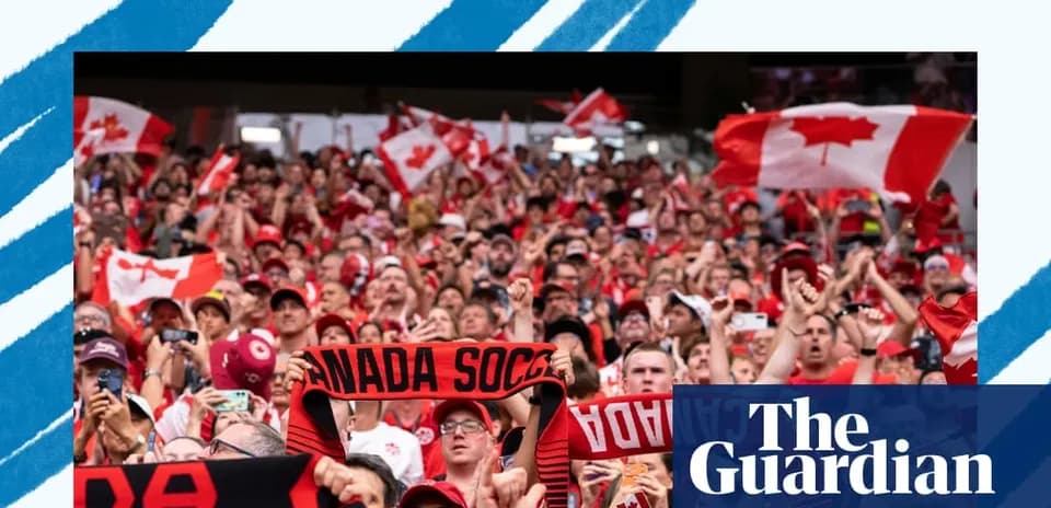 Canada soccer fans cheering with flags and scarves