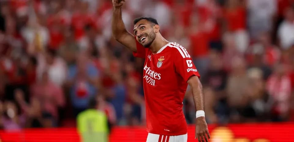 Benfica player celebrating goal during match