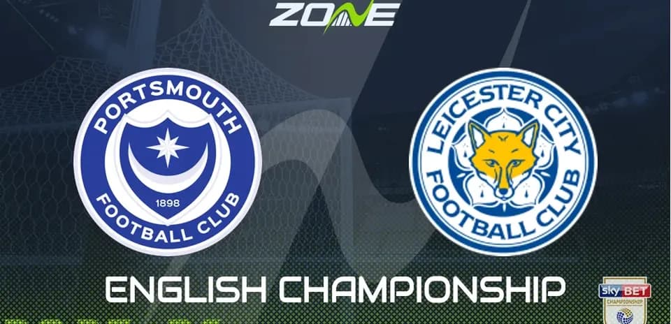 Portsmouth and Leicester City logos for Championship match