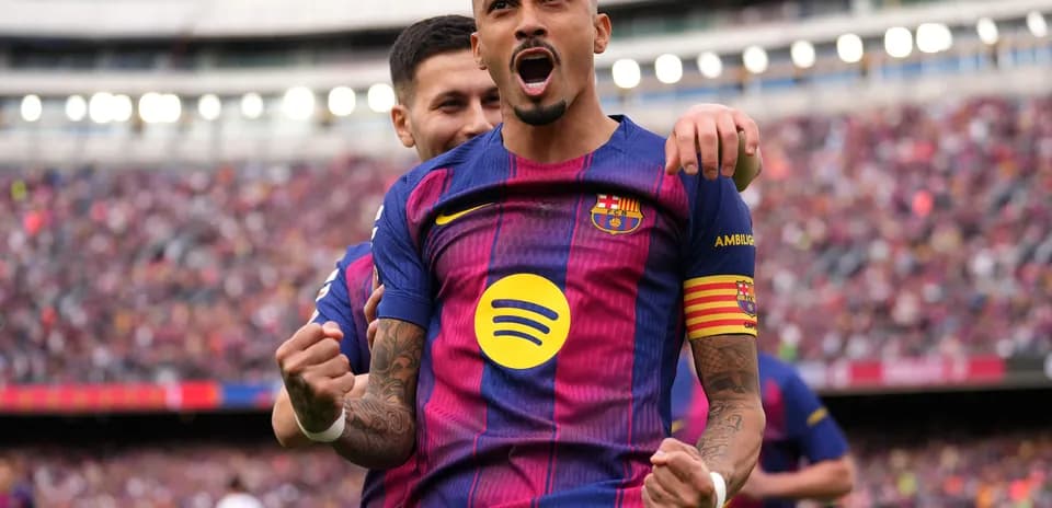 Barcelona player celebrating goal during match