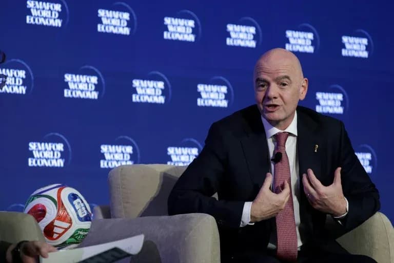 Gianni Infantino speaking at a seminar event