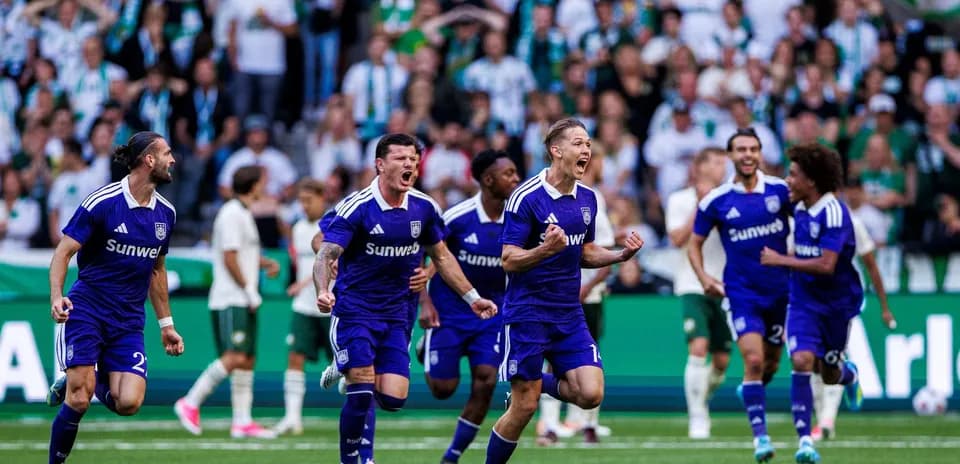 Anderlecht players celebrating during a match
