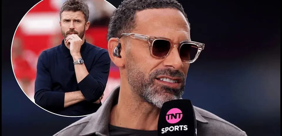 Rio Ferdinand speaking during a sports broadcast