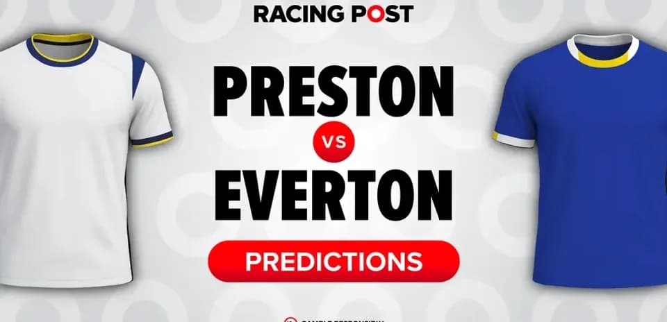 Graphic showing Preston vs Everton match predictions