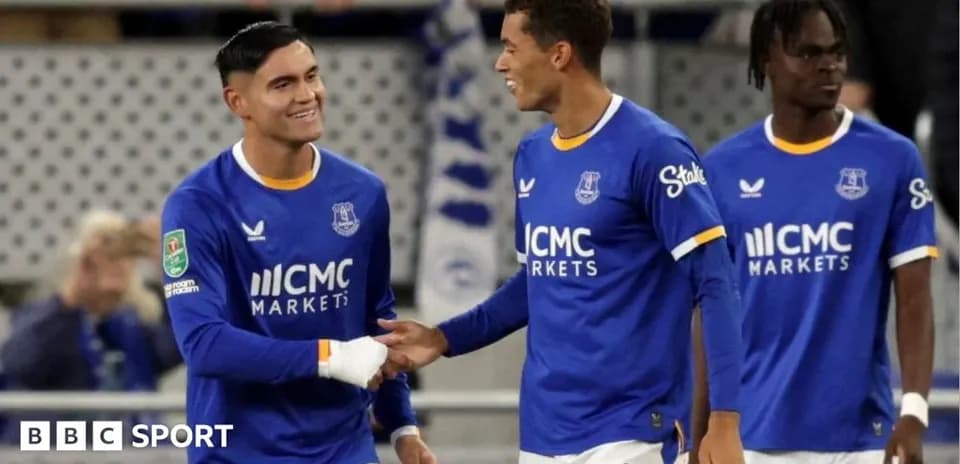 Everton players celebrating during a match