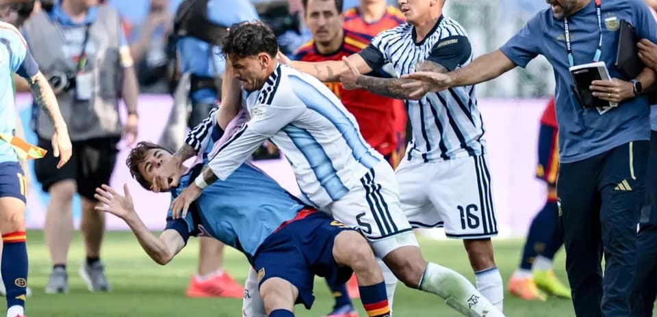 Players clashing during intense match confrontation
