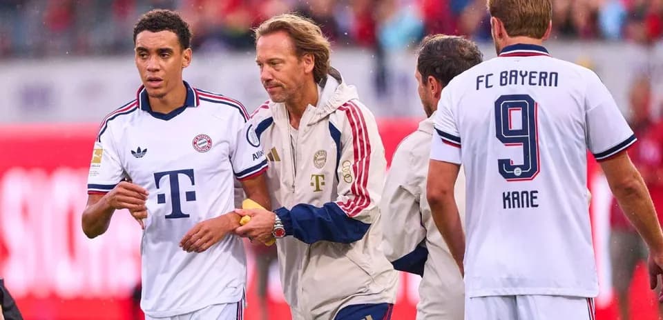 Bayern Munich players interacting on the field