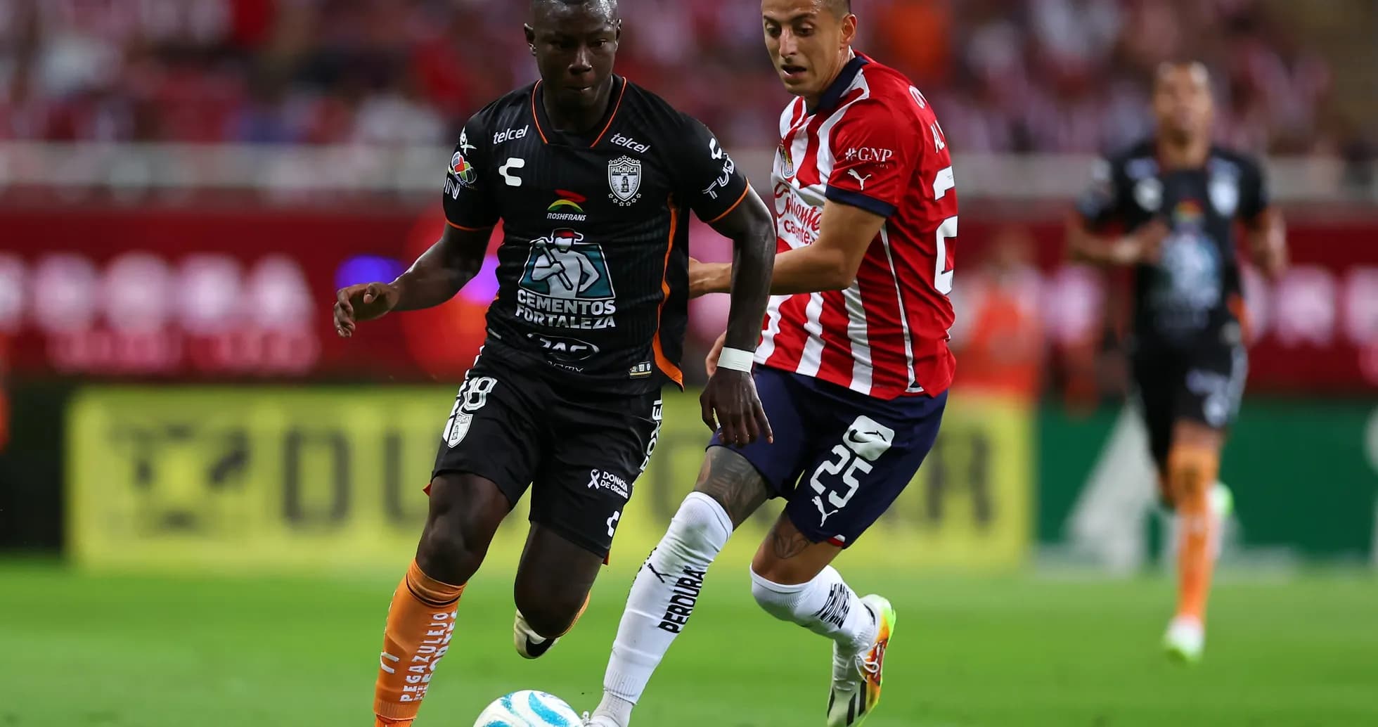 Players from CF Pachuca and Guadalajara Chivas competing