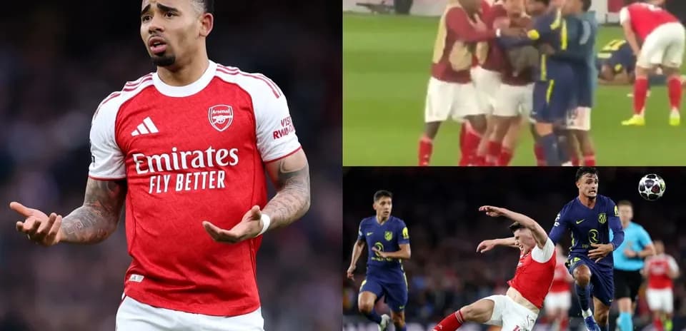 Gabriel Jesus gestures during a match, multiple scenes