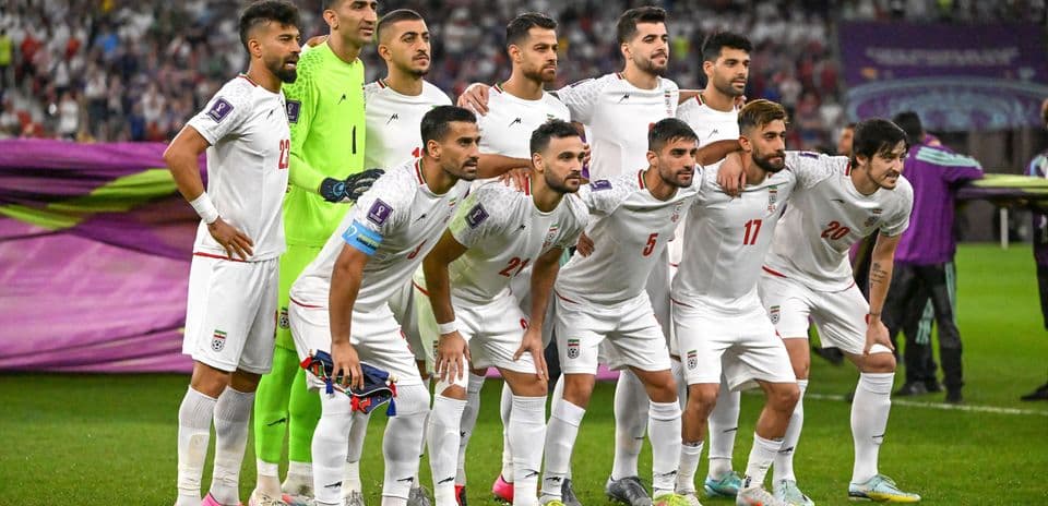 Iran national football team posing for photo before match