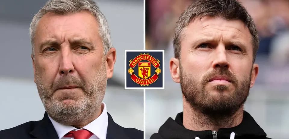 Two football coaches with Manchester United logo