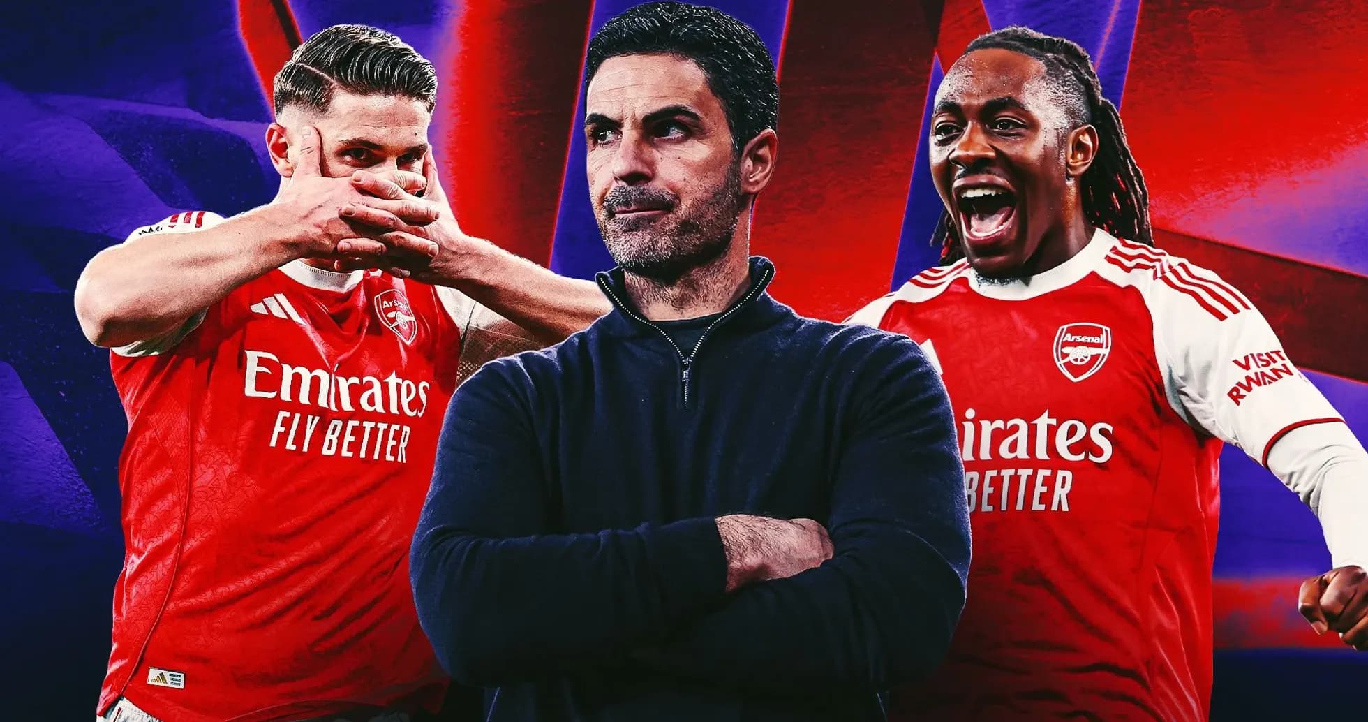 Arsenal players celebrating with manager in background