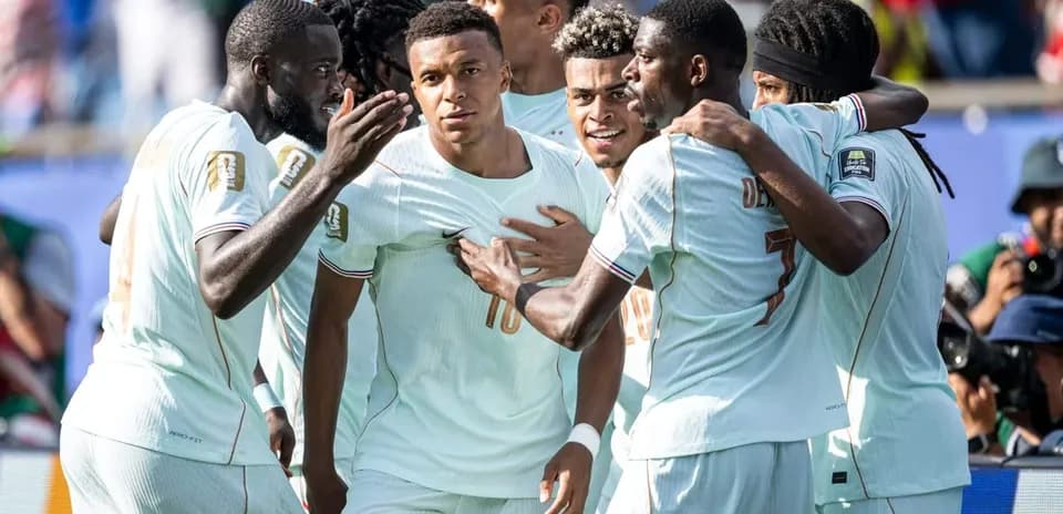 French players celebrating a goal during match
