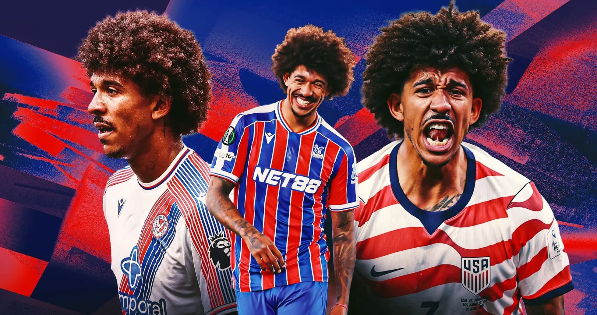 Player in various jerseys celebrating and posing