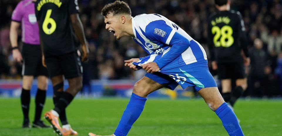 Brighton player celebrating during Premier League match