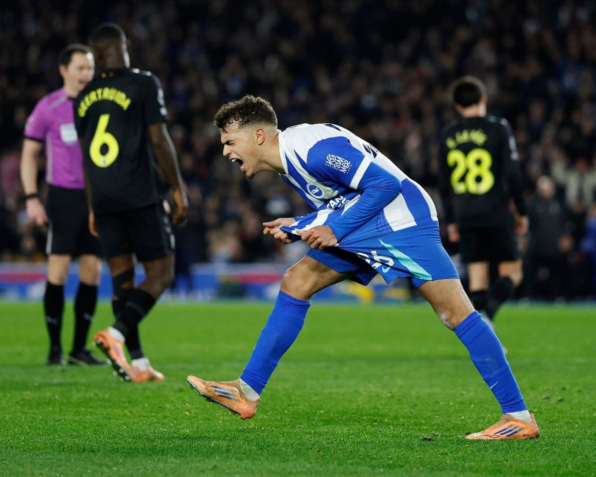 Brighton player celebrating during Premier League match