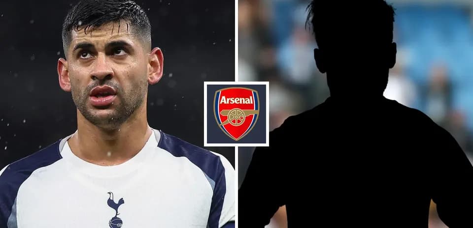 Player from Tottenham next to Arsenal logo