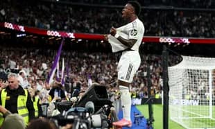 Vinícius Júnior celebrating a goal for Real Madrid