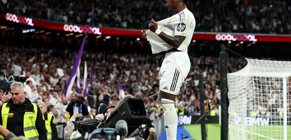 Vinícius Júnior celebrating a goal for Real Madrid