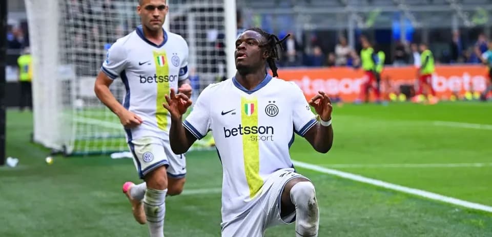 Inter player celebrating a goal during match