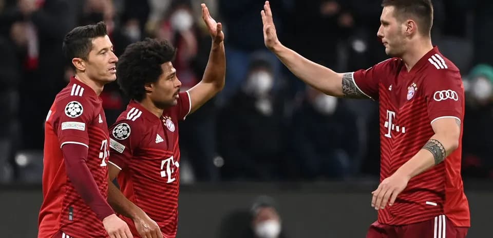 Bayern Munich players celebrating during a match