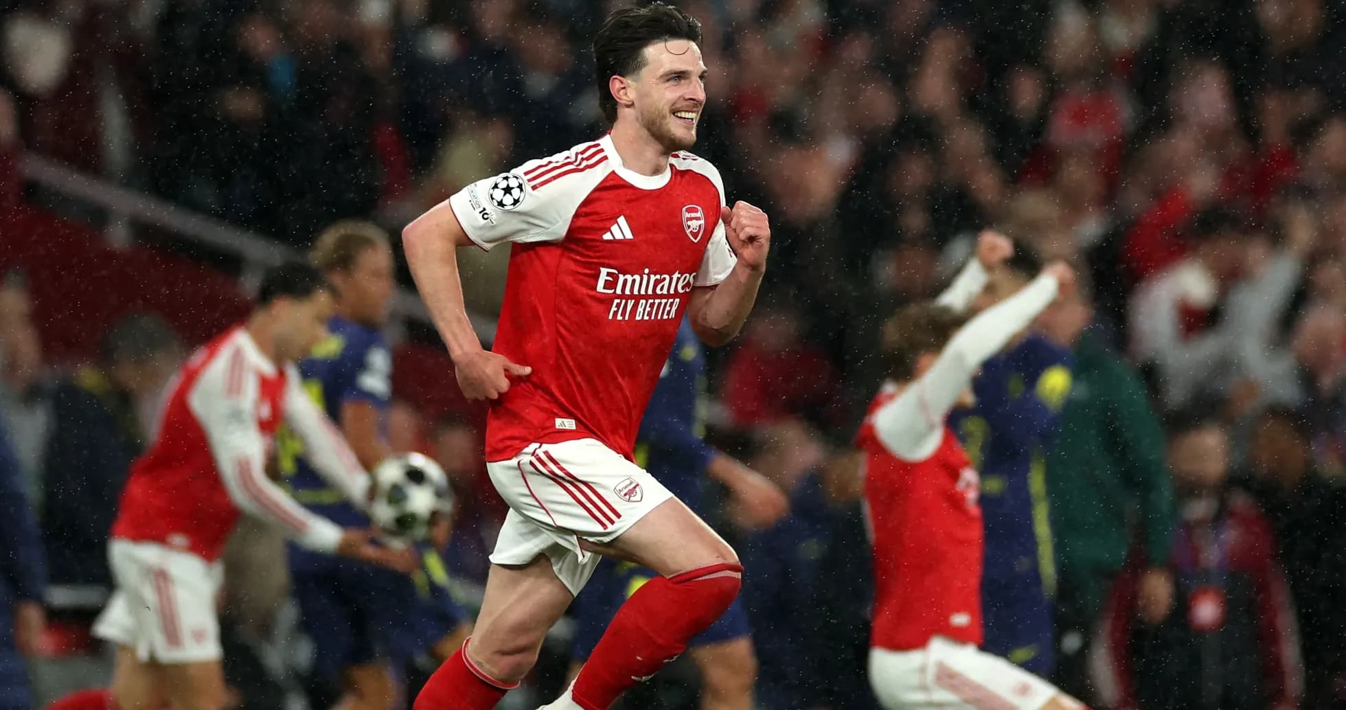 Arsenal player celebrating a goal during match
