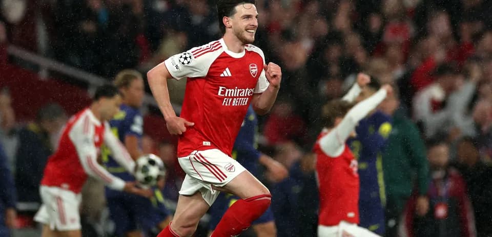 Arsenal player celebrating a goal during match