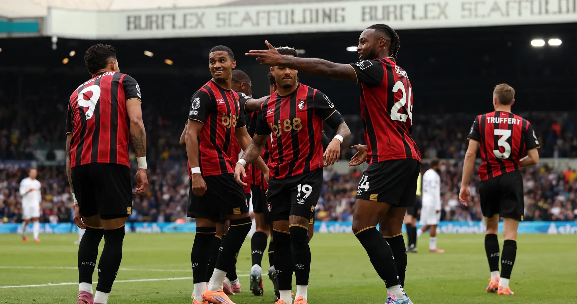 Bournemouth players celebrating a goal during match