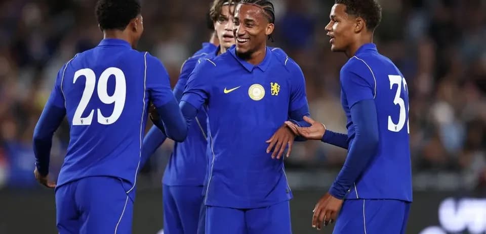 Chelsea players celebrating during a match