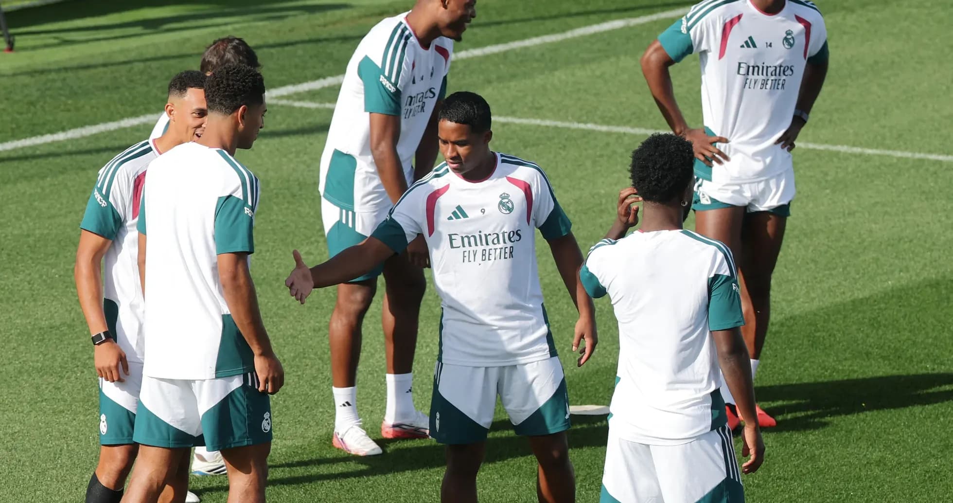 Real Madrid players interacting during training session