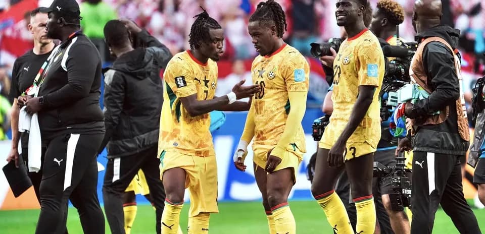Ghana players celebrating during World Cup match