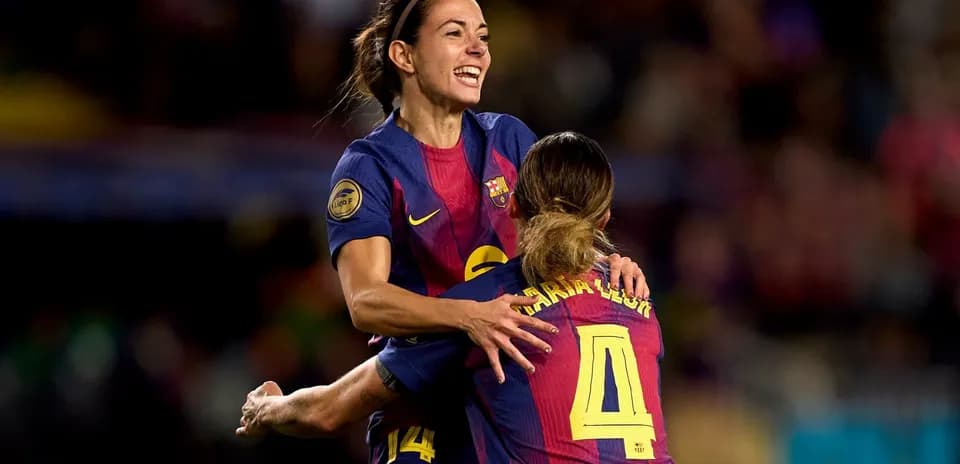 Barcelona players celebrating a goal during match