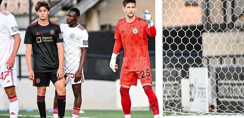Goalkeeper signaling during Tacoma Defiance match