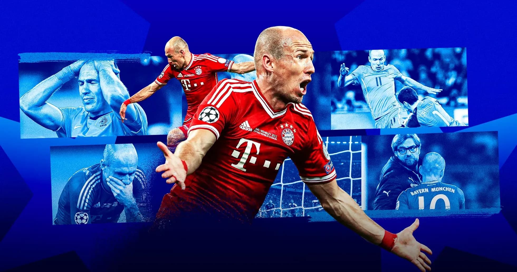 Arjen Robben celebrating a goal for Bayern Munich