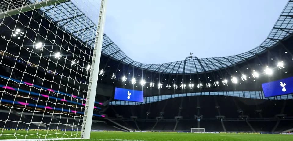 View of goalpost and stadium interior at Tottenham Hotspur