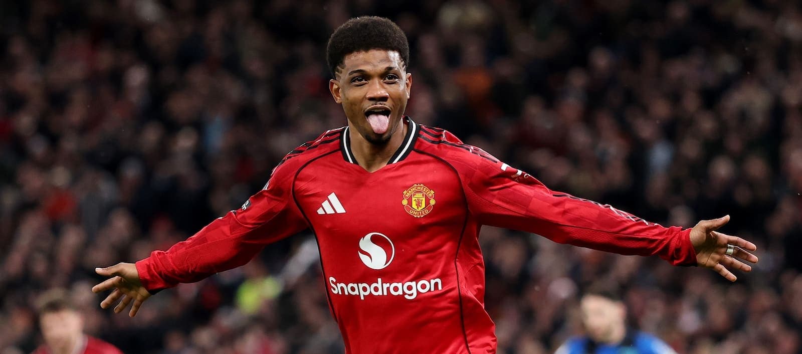 Player celebrating after scoring a goal for Manchester United
