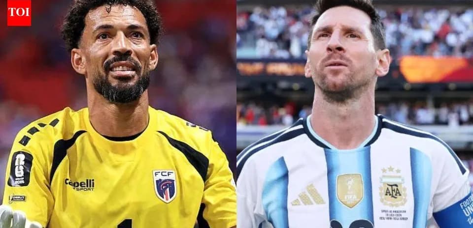 Goalkeeper and player in national team jerseys