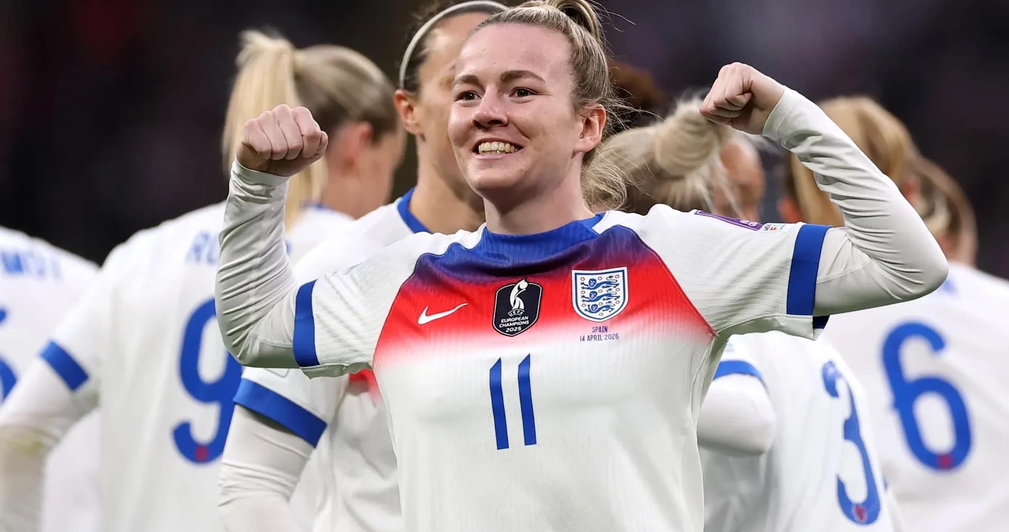 Player celebrating with teammates during match