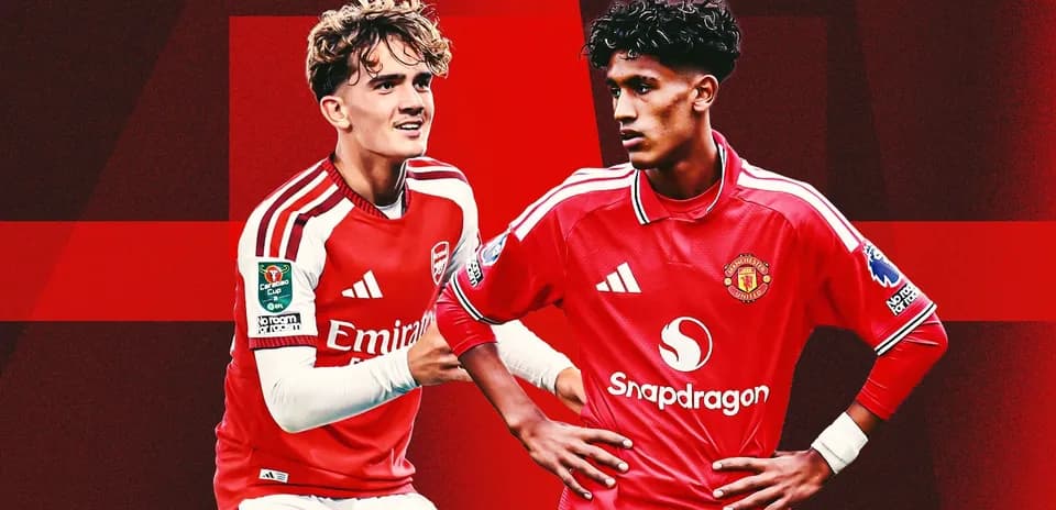 Arsenal and Manchester United players in team jerseys