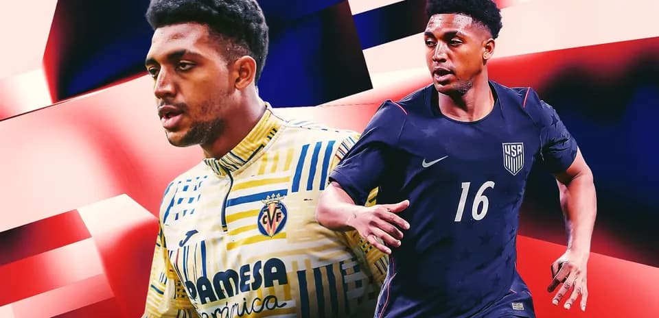 Two soccer players in action with abstract background