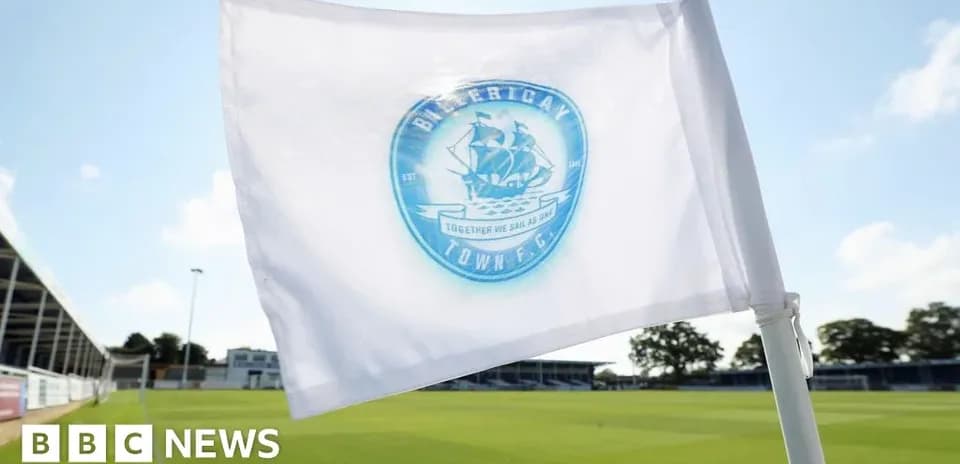 Flag of Billericay Town F.C. at stadium