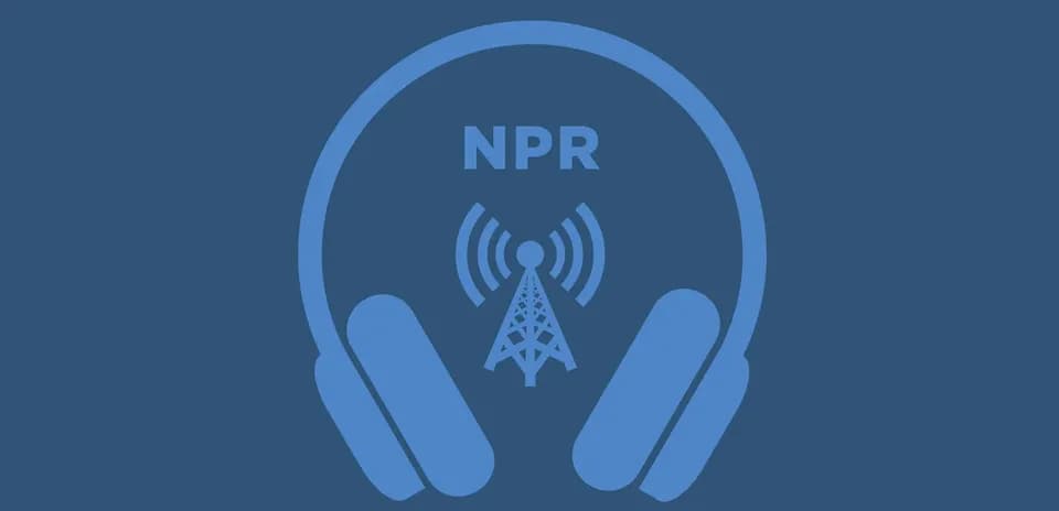 NPR logo with headphones and broadcast tower