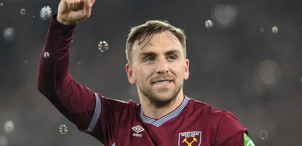 West Ham player celebrating with raised fist