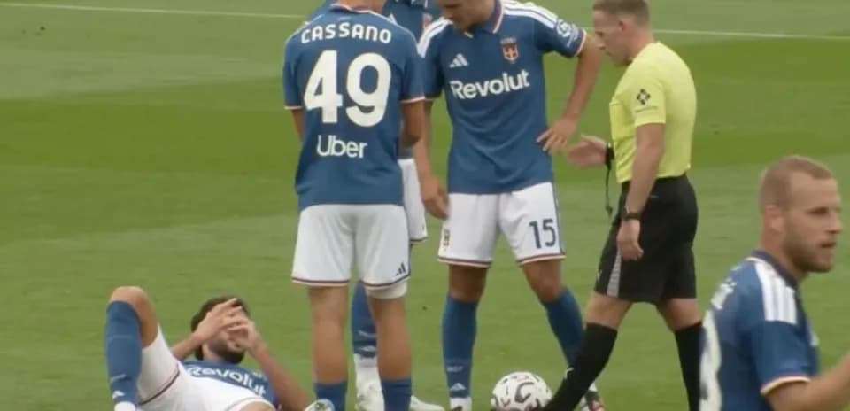 Player lying on the ground during match stoppage